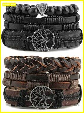 Genuine Leather Tree of Life Bracelet, Unisex Lava Rock Beaded Bracelet